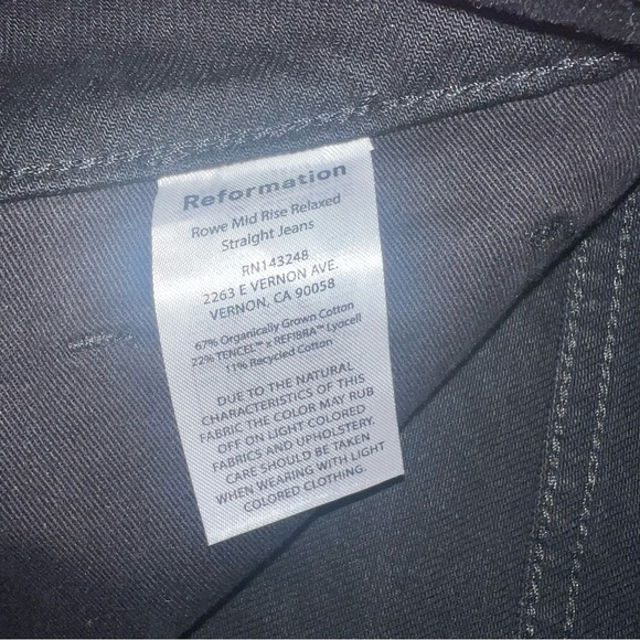 NWT Reformation x Camille Rowe Mid Rise Relaxed Straight Jeans Black 30 - Picture 11 of 13